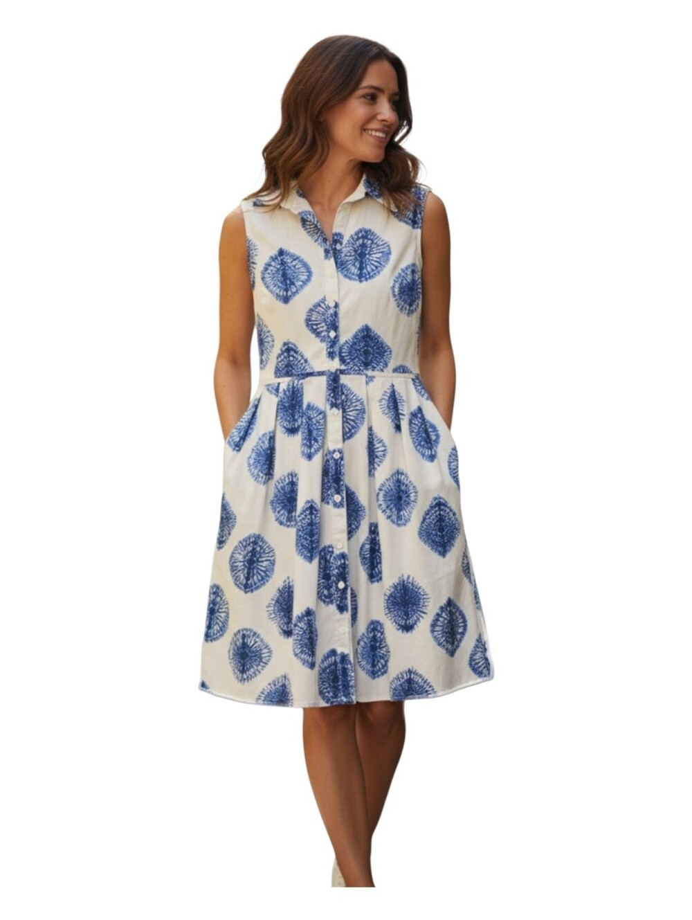 Samantha Sung Womens Indigo Shibori Tie Dye Coastal Bali Greece Audrey Dress 8